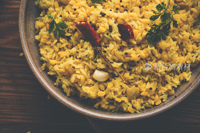 moong dal khichdi或khichri，印度国菜或食物，选择性的重点